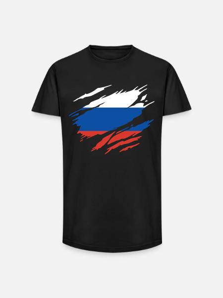 Russie Drapeau Russe - T-shirt coupe longue homme - noir