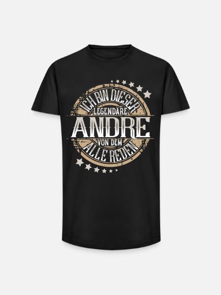 Andre - Long Fit Männer T-Shirt - Schwarz
