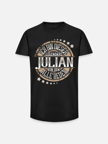 Julian - Long Fit Männer T-Shirt - Schwarz