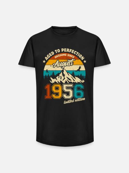 August 1956 | Aged to perfection | Birthday - Long Fit Men's T-Shirt - black