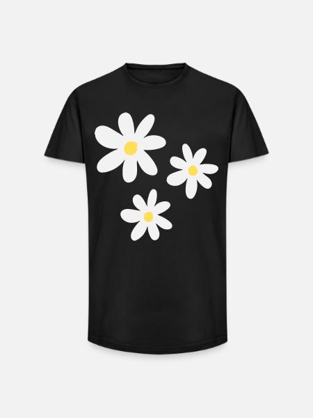 White flowers in timeless elegance - Long Fit Men's T-Shirt - black