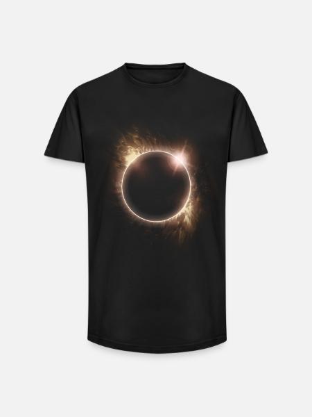 Fire Circle Solar Eclipse - Long Fit Men's T-Shirt - black