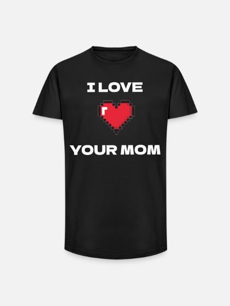 Cœur de pixels J’aime ta mère - T-shirt coupe longue homme - noir