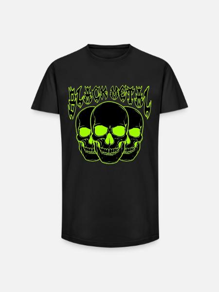 Neon Skull Trio Black Metal - Long Fit Men's T-Shirt - black