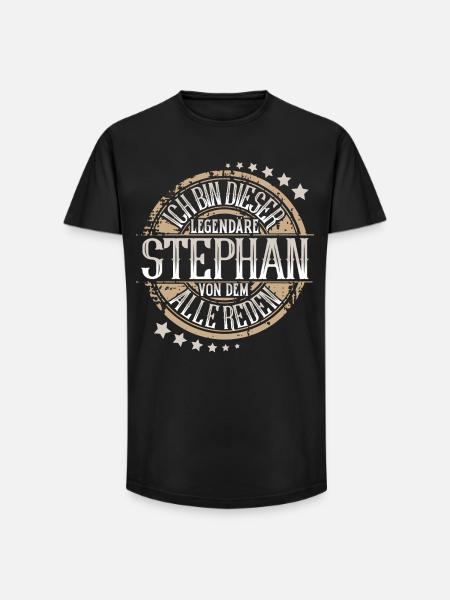 Stephan - Long Fit Männer T-Shirt - Schwarz