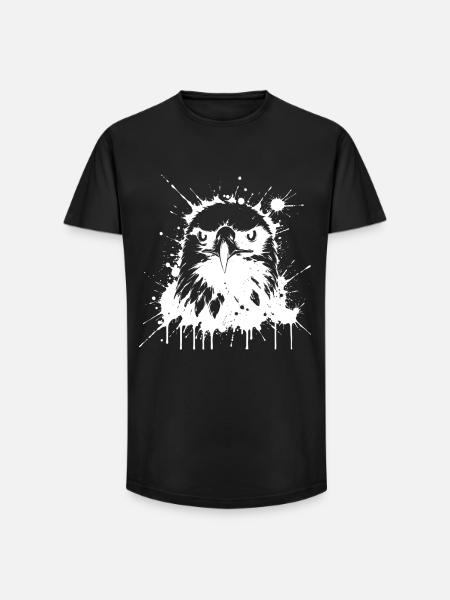 White Splash Eagle - Long Fit Männer T-Shirt - Schwarz