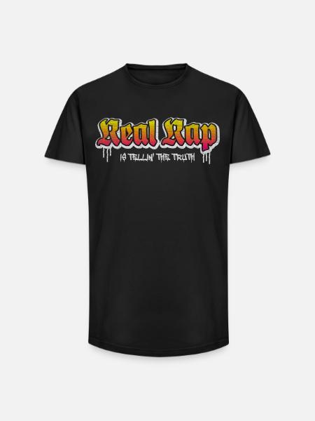 Real Rap - Long Fit Männer T-Shirt - Schwarz
