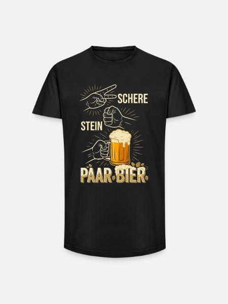 Schere Stein Bier Trinkspiel Design - Long Fit Männer T-Shirt - Schwarz
