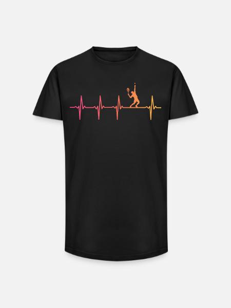 Tennis Sunset Heartbeat Tennis Player - Long Fit Men's T-Shirt - black