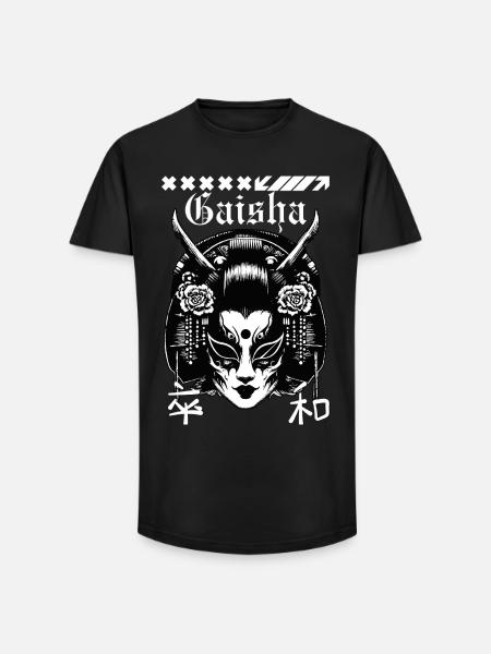 Geisha Maske Gothic - Long Fit Männer T-Shirt - Schwarz