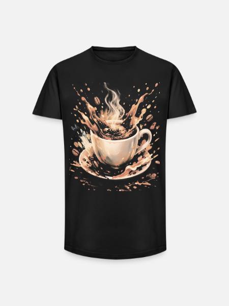 Hot Beans Art Splash Coffee Mug - Long Fit Men's T-Shirt - black