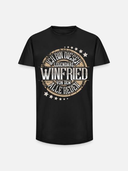 Winfried - Long Fit Männer T-Shirt - Schwarz