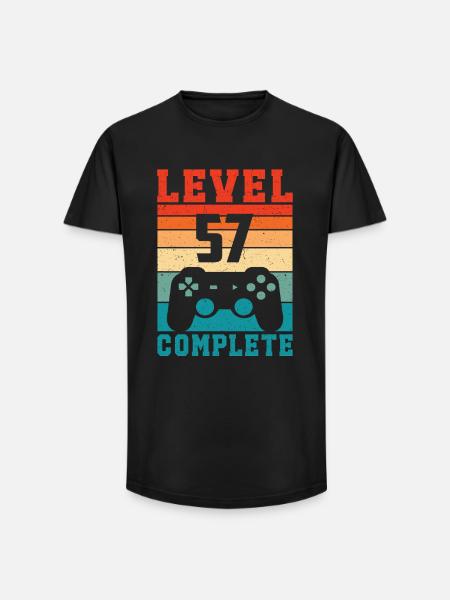 57-års fødselsdagsniveau 57 Fuldendt 57 år Gamer - Long fit herre T-shirt - sort