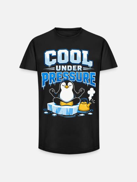 Cool Under Pressure Pinguin Meditation - Long Fit Männer T-Shirt - Schwarz
