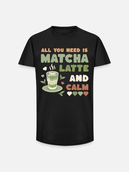 Matcha Latte Calm Design - Long Fit Männer T-Shirt - Schwarz