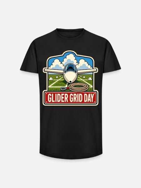 GLIDER GRID DAY - Long Fit Men's T-Shirt - black