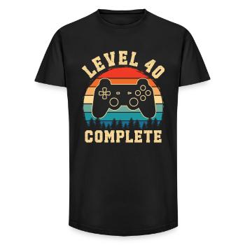 40. Geburtstag Level 40 Complete Gamer 40 Jahre - Long Fit Männer T-Shirt - Schwarz - Vorne - AI Model Male 185 light (185cm)