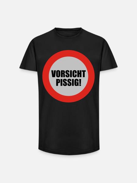 Vorsicht pissig - Long Fit Männer T-Shirt - Schwarz