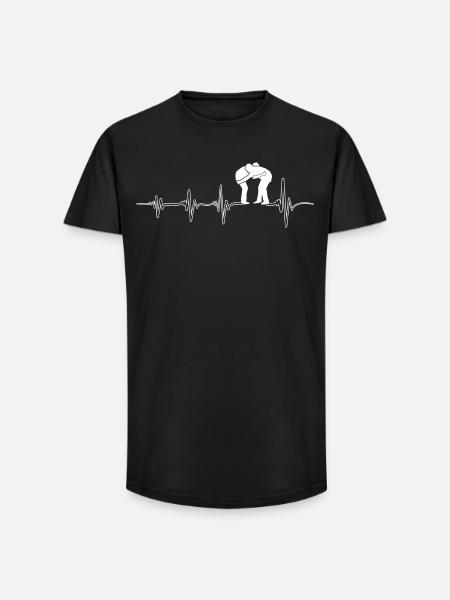 My heart beats for wrestling - Long Fit Men's T-Shirt - black