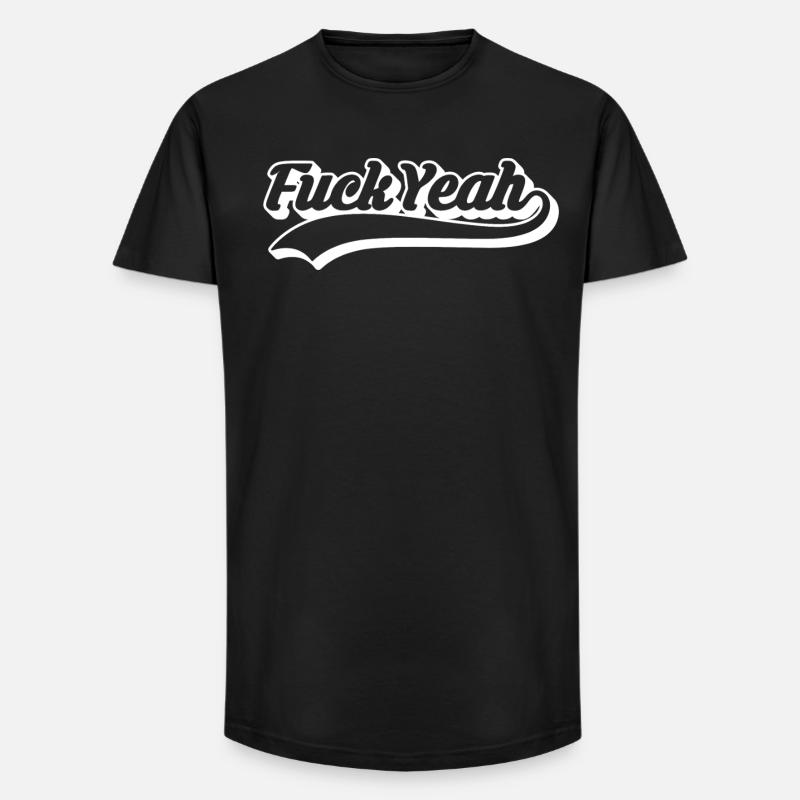 Retro Style 'Fuck Yeah' Script - Long Fit Men's T-Shirt - black