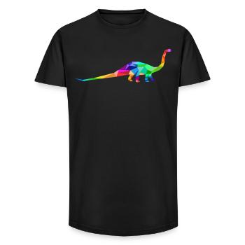 Bunter Langhals Dinosaurier aus Polygonen  - Long Fit Männer T-Shirt - Schwarz - Vorne - AI Model Male 185 light (185cm)