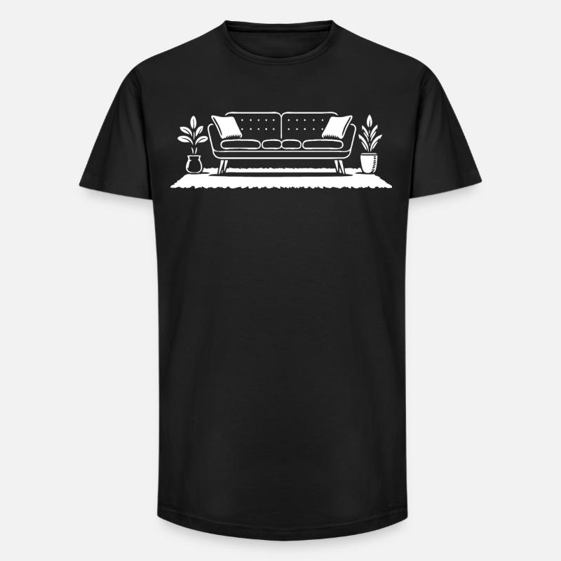 Retro Sofa Design – Möbel mit Stil - Long Fit Männer T-Shirt - Schwarz