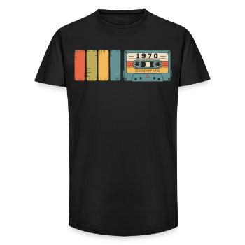 Cadeau d’anniversaire original vintage des années 1970 - T-shirt coupe longue homme - noir - Devant - AI Model Male 185 light (185cm)