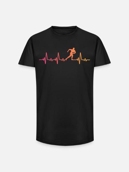 Rugby Sunset Heartbeat Rugby Player - Long Fit Men's T-Shirt - black