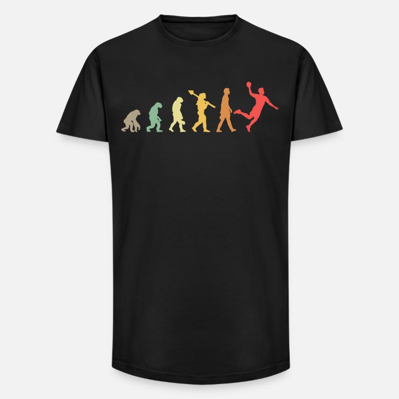 Handball Evolution Handballer Entwicklung Retro - Long Fit Männer T-Shirt - Schwarz