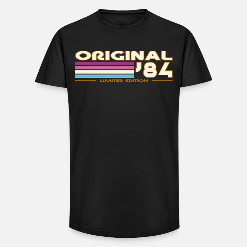 Originale 84 Pastellstreifen - Long Fit Männer T-Shirt - Schwarz