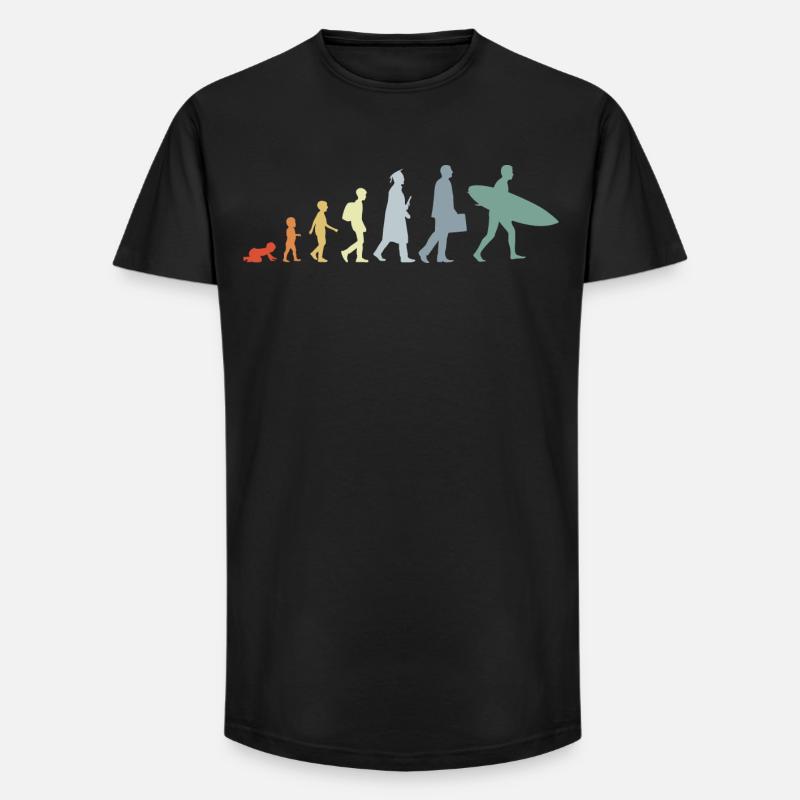 Évolution de l’enfant au surfeur - T-shirt coupe longue homme - noir