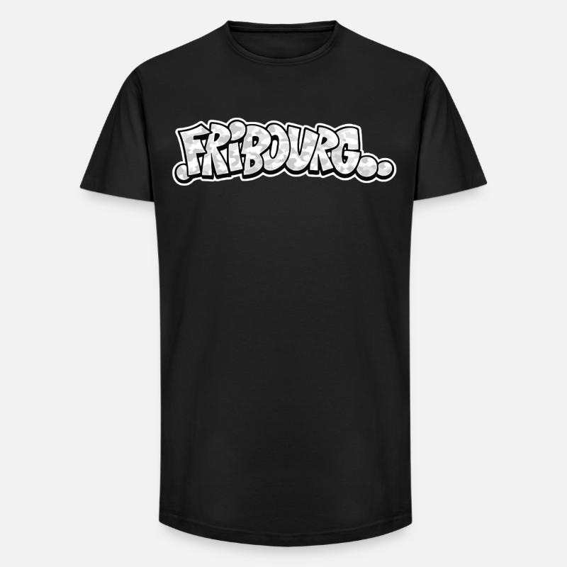 Fribourg Camo Graffiti - Long Fit Männer T-Shirt - Schwarz