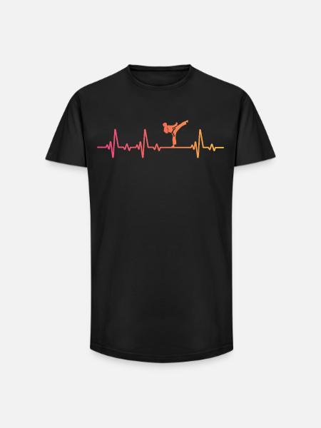 karate sunset heartbeat karate - Long Fit Men's T-Shirt - black