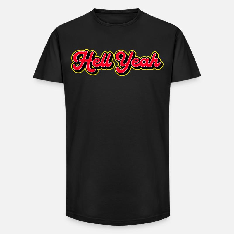 Hell Yeah 3D Retro Script - Long Fit Men's T-Shirt - black