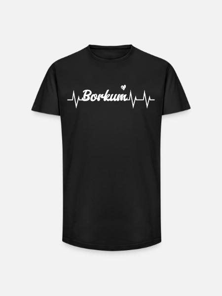 Heartbeat Borkum - Long Fit Men's T-Shirt - black