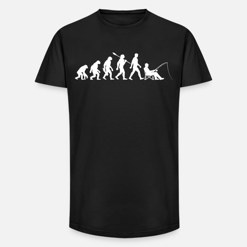 Evolution - Pêcheur, Cadeau de pêche - T-shirt coupe longue homme - noir