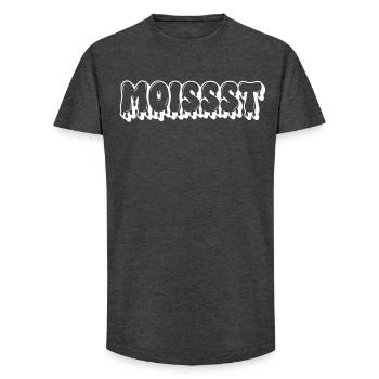 Moist Dripping Text - Long Fit Men's T-Shirt - charcoal grey - Front - AI Model Male 185 light (185cm)