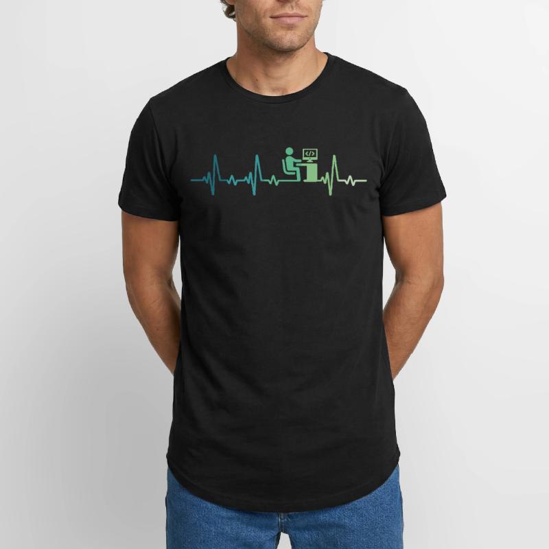 Heartbeat Programmer Developer Long Fit Men's T-Shirt