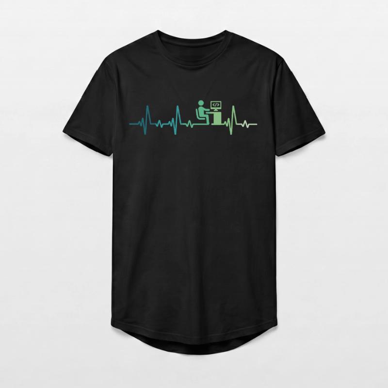 Heartbeat Programmer Developer Long Fit Men's T-Shirt