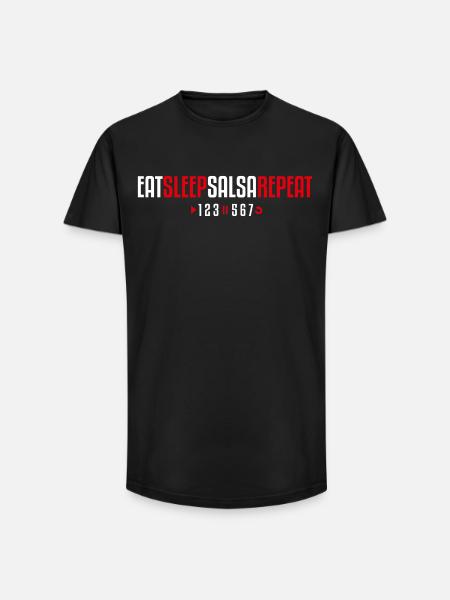 Eat Sleep Salsa Repeat – 123-567 - Long Fit Men's T-Shirt - black