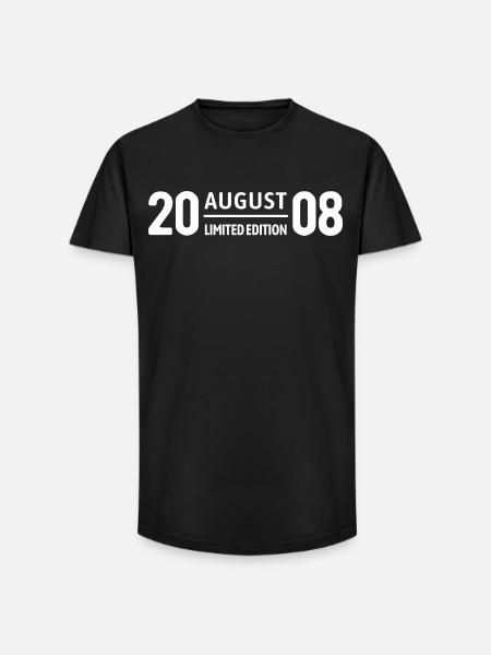 Limited Edition August 2008 Birthday Gift - Long Fit Men's T-Shirt - black