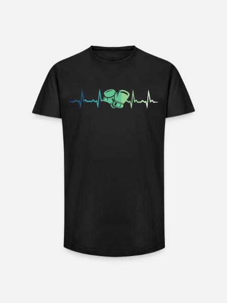 Boxing Gift Boxing Heartbeat Martial Arts - Long Fit Men's T-Shirt - black