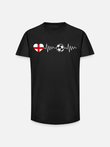 England Football Heartbeat - Long Fit Men's T-Shirt - black