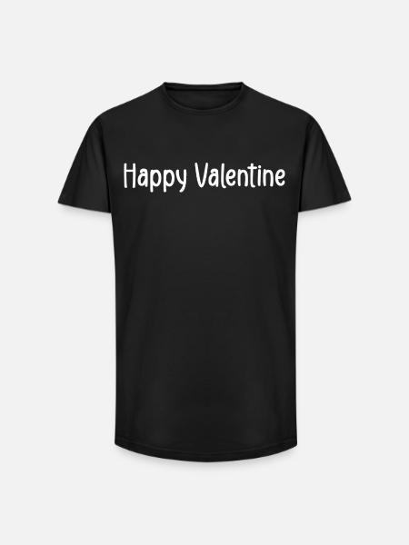 happy valentine - T-shirt coupe longue homme - noir