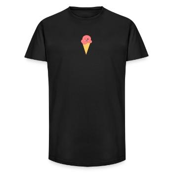 Crème glacée Crème glacée à la fraise - T-shirt coupe longue homme - noir - Devant - AI Model Male 185 light (185cm)