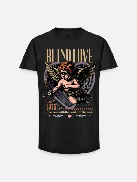 Blind Love 1975 Retro Cupid - Long Fit Männer T-Shirt - Schwarz