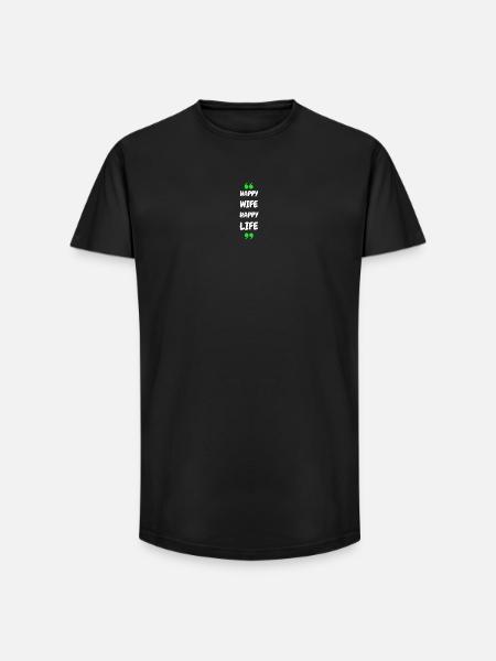 Happy Wife Happy Life - Long Fit Men's T-Shirt - black