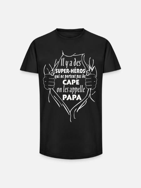 Super-Héros Cape Papa - T-shirt coupe longue homme - noir