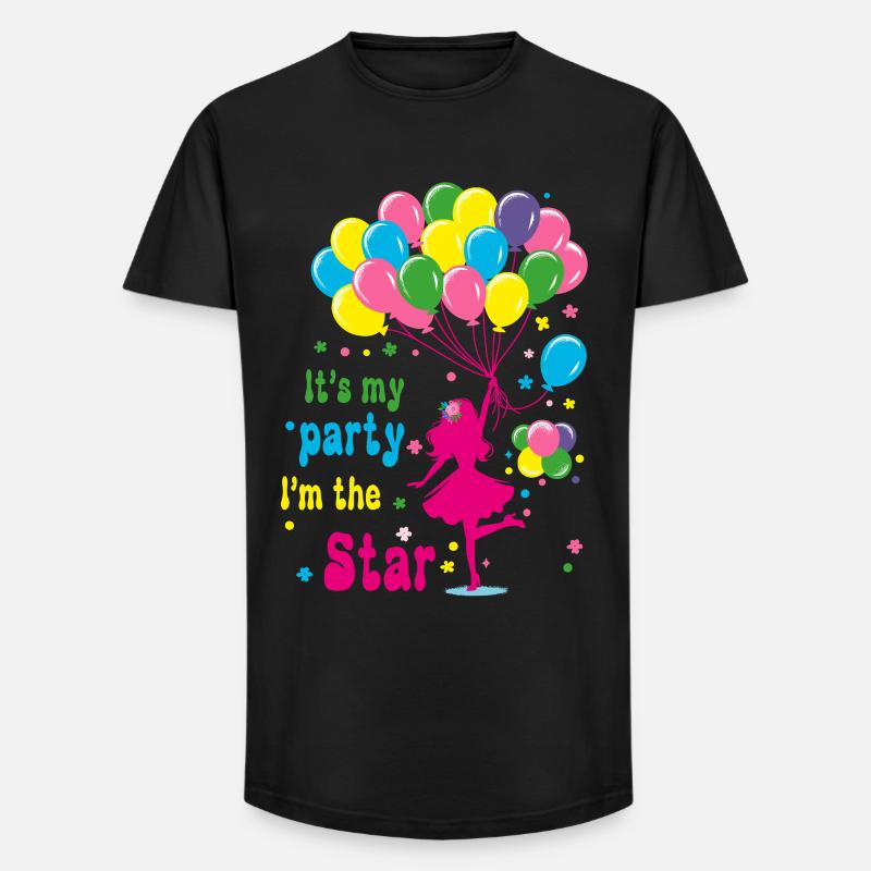 Feierliches Mädchen mit Luftballons Design - Long Fit Männer T-Shirt - Schwarz