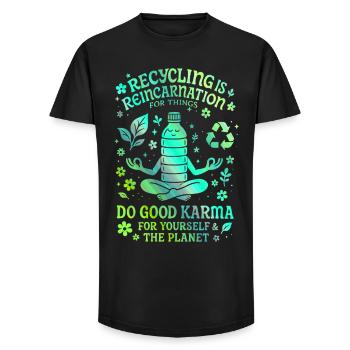 Recycling Is Reincarnation for Things - Long Fit Men's T-Shirt - black - Front - AI Model Male 185 light (185cm)